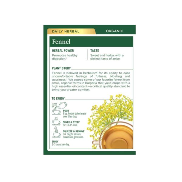 Traditional Medicinals Fennel Tea info