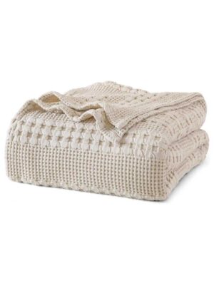 Baumwolldecke PHF 100% Baumwolle Waffelmuster